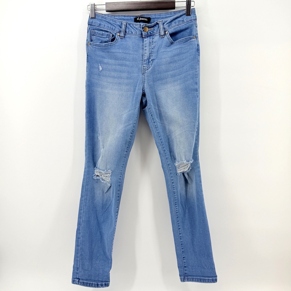 d.jeans Skinny Jeans Womens 8 Light Blue Good Distressed Ripped Stretch Mid Rise